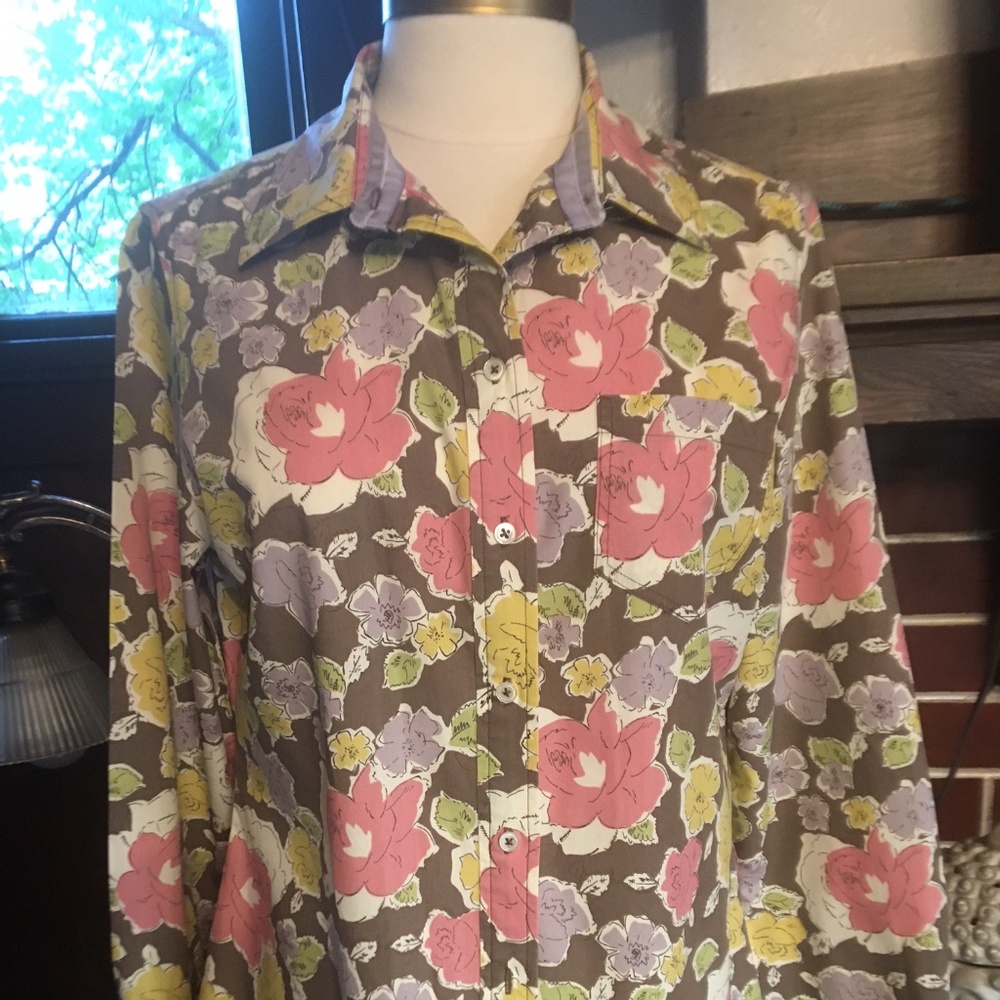 Vintage Boden Floral Print Cotton Shirt Size 12